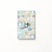 Seashells Aqua Blue Brown Beach Coastal Light Switch Cover