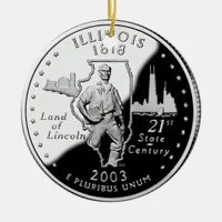 Faux Illinois State Quarter Ceramic Ornament