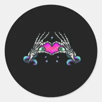 In Death - Skeleton Heart Hands Classic Round Sticker