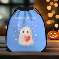 Spooking Up Love Cute Ghost Halloween  Drawstring Bag