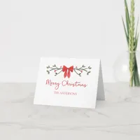 Personalized Merry Christmas Cute Coquette Bow Card