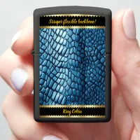 Elegant blue snakeskin, nature's art zippo lighter