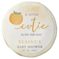 A Little Cutie Is On The Way Orange Baby Shower  Sugar Cookie