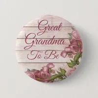 Great Grandma to be baby shower Magenta Roses Button