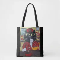 Barista Cat Folk Art Character Coffee Fun Tote Bag