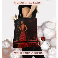 Whimsical Woman in Red Dress Tote Bag