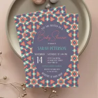 Cool Vibrant Mosaic Geometric Pattern Baby Shower Invitation