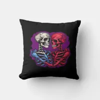 American Traditional Skeleton Holding Hands Tattoo Throw Pillow