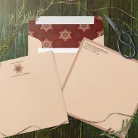 Holly Star Traditional Christmas Holiday Envelope