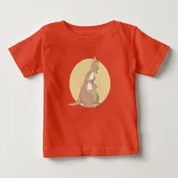 Kangaroo Mommy and Joey on Yellow Pattern Baby T-Shirt