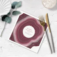 Agate Geode Glitter Wedding Burgundy V2 ID647 Napkins