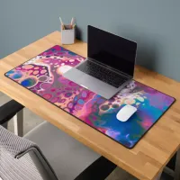 Pour Painting Style Fluid Art Purple and Blue Desk Mat