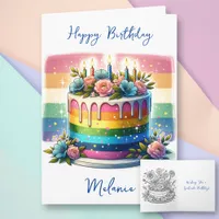 Wishing you a Spectacular Birthday Rainbow Cake Card