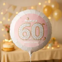Elegant Soft Pink Pearl Gold 60th Birthday  Balloon