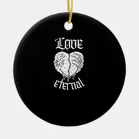 Gothic Skeleton Heart Valentine Classic Design Ceramic Ornament