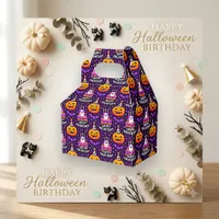Playful Purple Halloween Ghost Pumpkin Pattern Favor Boxes