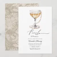 Pearls & Prosecco Champagne Bridal Shower Invitation
