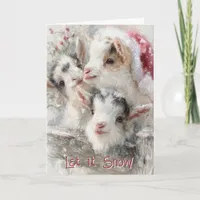 Cute Baby Goats - Snow Babies 6 Christmas Holiday Card