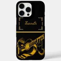 Golden Artistry in Guitar Beauty iPhone 16 Pro Max Case