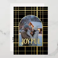 Black & Gold Gingham Christmas Holiday Photo