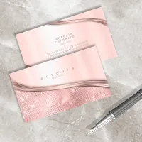 Metal and Glitter Wave Rose Gold ID807 Business Card