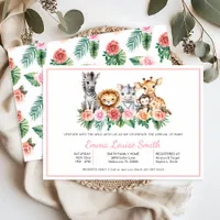 Safari Jungle Baby Girl Shower Invitation