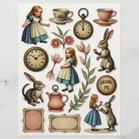 Vintage Alice Tea Party Fussy Cut Wonderland