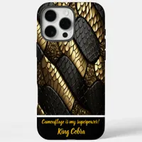 Beautiful black and gold snake skin iPhone 16 pro max case