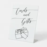 Simple Black Cards And Gifts Wedding  Pedestal Sign