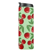 Red Cherries All Over Pattern Custom Thermal Tumbler