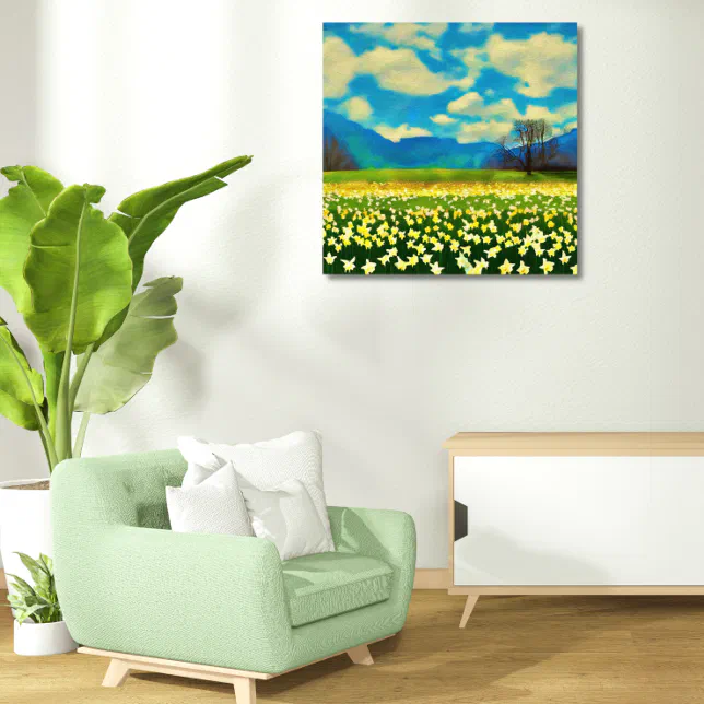 Daffodils fields - painting photo print