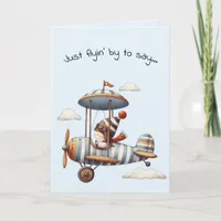 Hello Friendship Kid Flying Whimsical Prop Plane Card