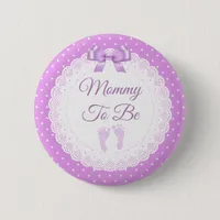 Mommy to be Girl's Purple Baby Shower Button
