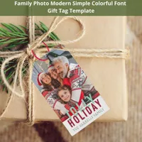 Jolly Holiday Family Photo Christmas  Gift Tags