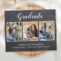 Budget Rustic 3 Photo Graduation Invitation