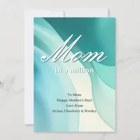 Mom In A Million Aqua Custom Mother's Day Greeting Holiday Card