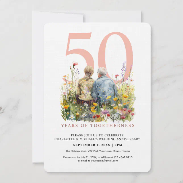 Watercolor Couple Love Romance Wedding Anniversary Invitation