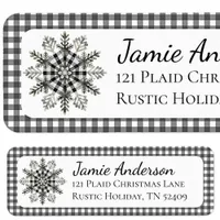 Rustic Christmas Plaid Snowflake Return Address Label