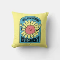 High Funtioning Introvert Retro Flower Throw Pillow