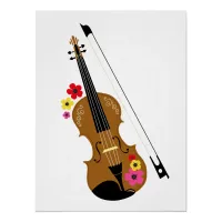 Cute Violin Floral Poster