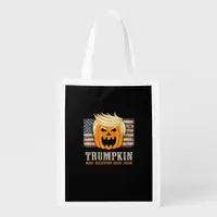 Halloween Trumpkin Vintage Us Flag Funny Grocery Bag