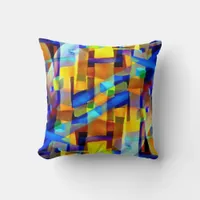 Abstract cubes purple throw pillow