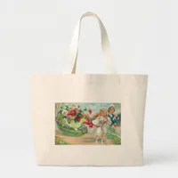 Easter Greetings Vintage Postcard Large Tote Bag