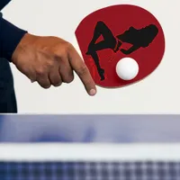 Woman Silhouette Bikini Bachelor Party Red Ping-Pong Paddle
