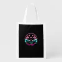 Heart Sign Skeleton Hand - Spooky Skeleton Hallowe Grocery Bag
