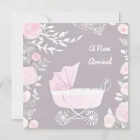 Pink Lilac New Arrival Pretty Pram Cute Baby Card