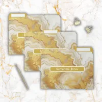 Modern Gold & White Agate Geode Monogram |  File Folder