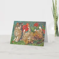 Kitties and Poppies, Happy Birthday Card