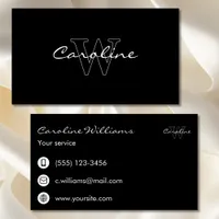 Simple elegant name monogram black white  business card