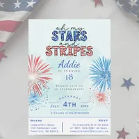 Oh My Stars and Stripes July 4th Birthday Party Invitation